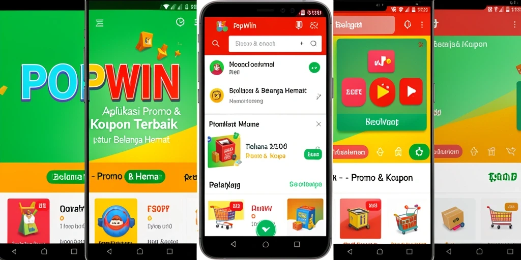 Antarmuka aplikasi POPWIN yang intuitif dengan berbagai kupon menarik.