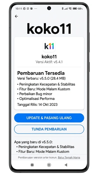 Riwayat Versi Koko11 untuk Pengguna Android